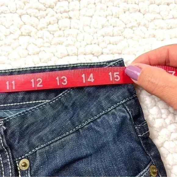 American Eagle Straight 77 Med Wash Lowrise Faded Whiskered 100% Cotton Size 6 - Picture 15 of 16